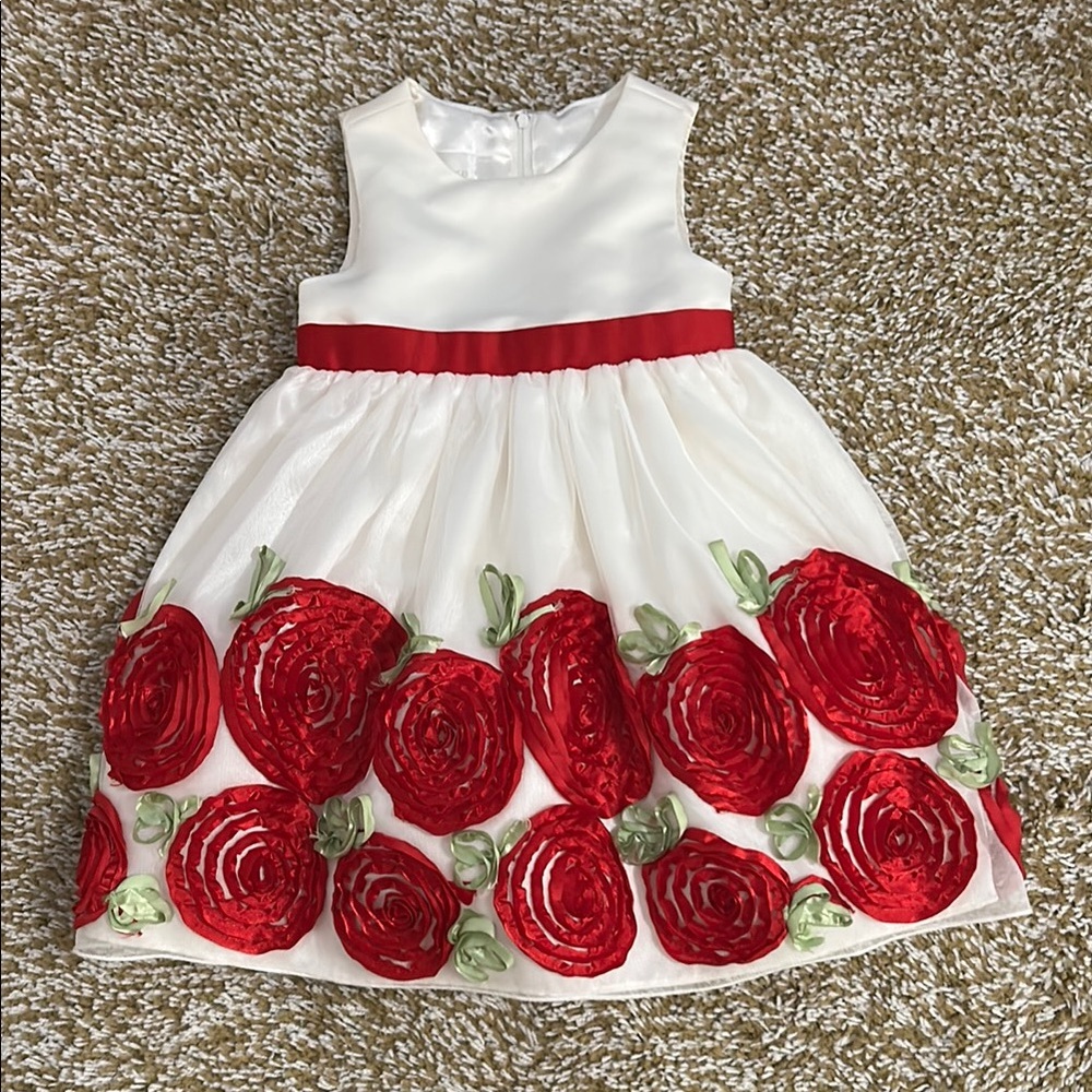 American Princess White and Red Floral Dress